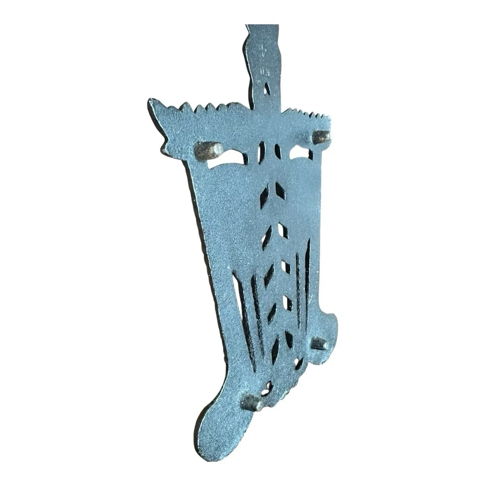 Vintage Wilton Cast Iron Trivet Wall Art Black Brooms Scrolls Wheat 8.25 x 5.25